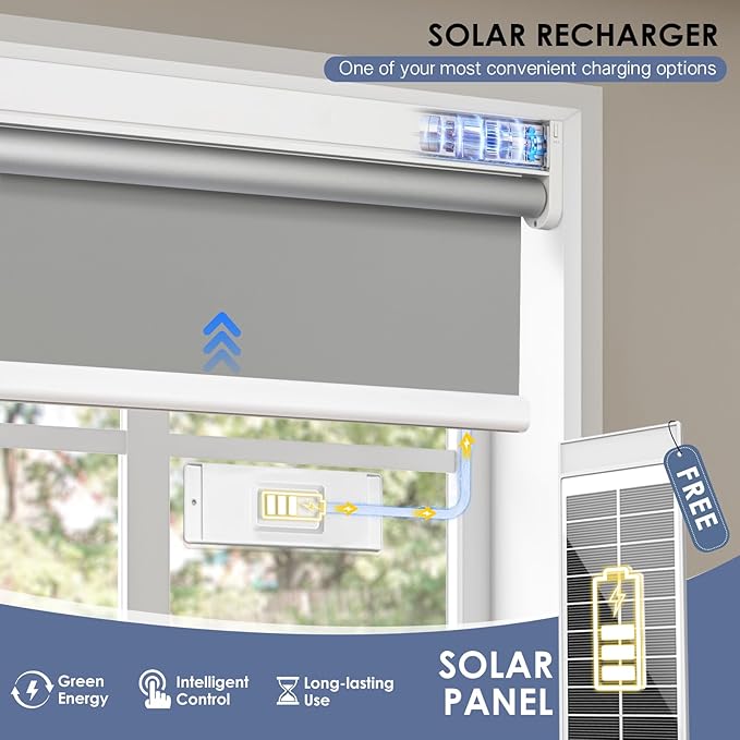 Motorized Roller Blinds with Remote Control & Solar Panel - Image 4