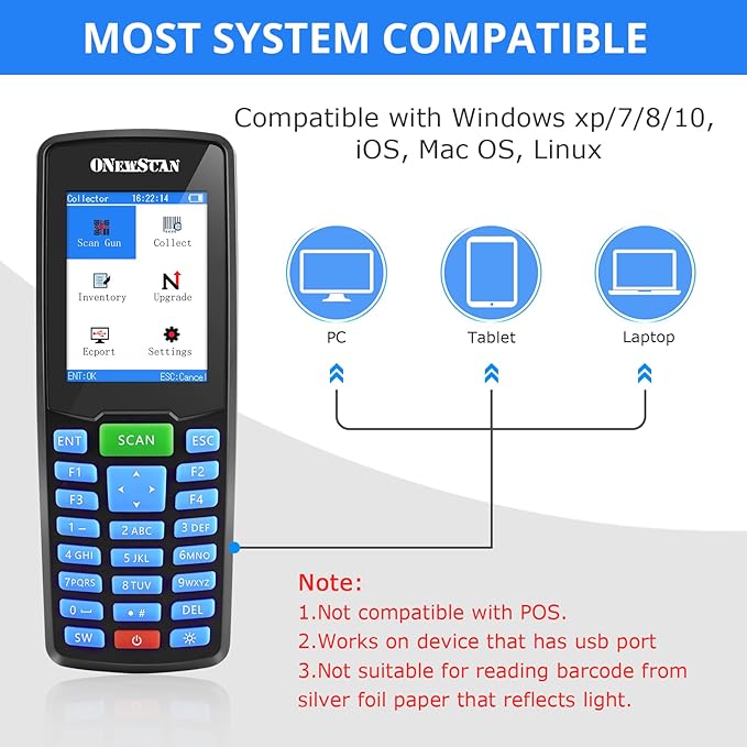 Inventory Scanner, Wireless Barcode Scanner Portable 1D Handheld Bar Code - Image 7
