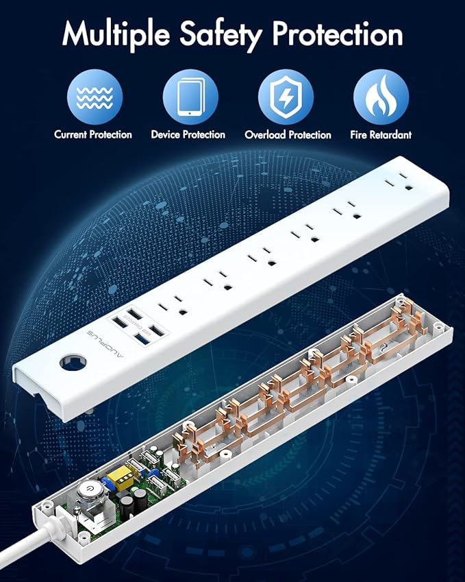 2 Pack Surge Protector Power Strip - 10FT Long Extension Cord - Image 5