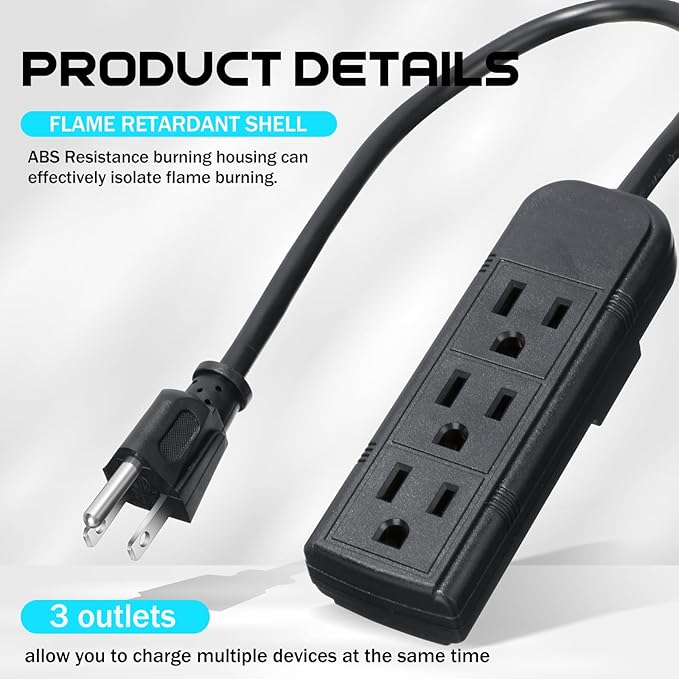 Copkim 36 Pack 3 Outlet Power Strip Extension Cord - Image 3