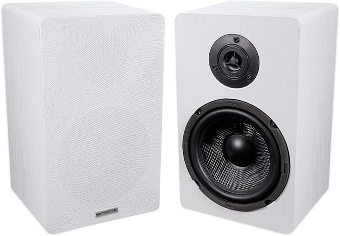 Rockville 2 RockShelf 68W 400w White 6.5" Home Theater Bookshelf Speakers/8 Ohm by Rockville