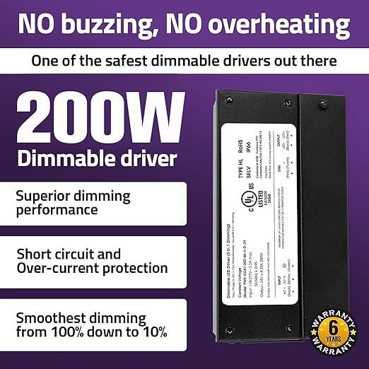 HitLights 200W Dimmable LED Driver, Electronic Transformer, 120V AC to 12V DC - Image 3