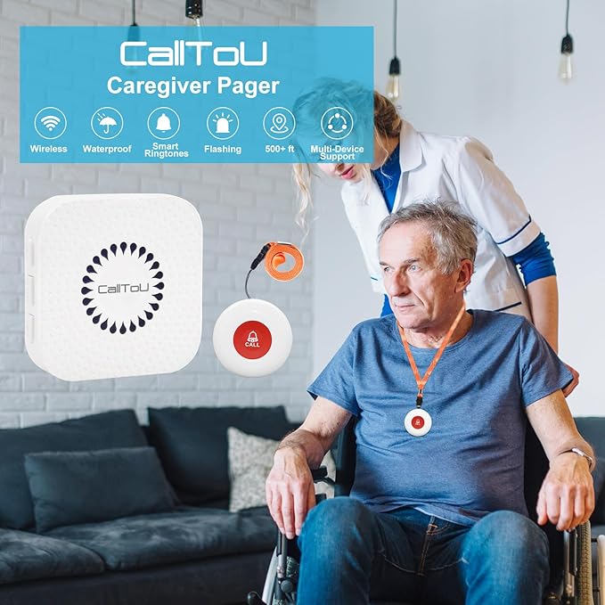 CallToU Caregiver Pager Call Button Elderly Wireless Call Button Vibration - Image 5