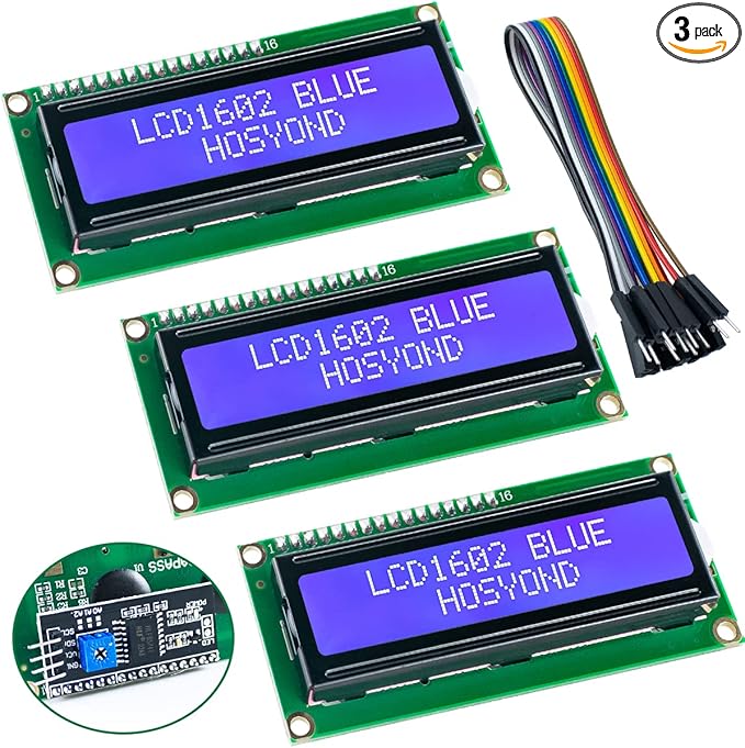 Hosyond 3pcs I2C IIC 1602 LCD Display Module 16x02 LCD Screen Module by Hosyond