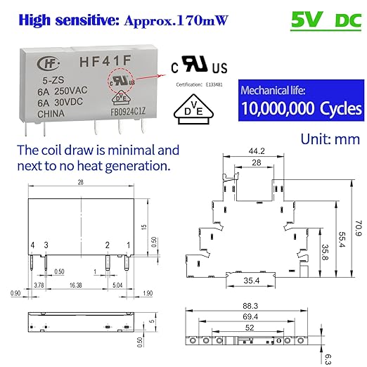 10Pcs 5 Volt Relay Miniature Power Relay 5V DC 6Amp SPDT - Image 4