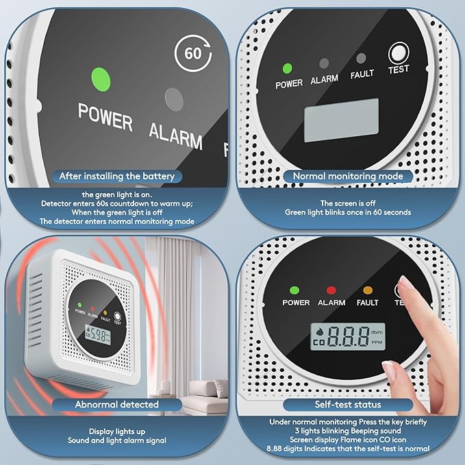3 Packs, Smoke Carbon Monoxide Detector, Carbon Monoxide Detector, Smoke Alarm - Image 4