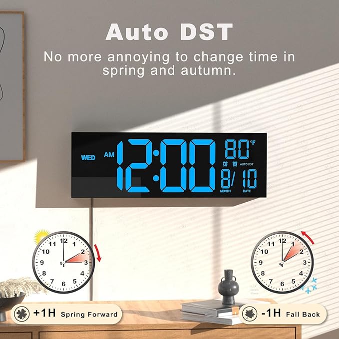 JALL 13" Large Digital Wall Mount Clock, Count Down Timer, Big LED, Temperature - Image 5