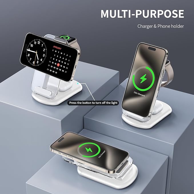 RYND 2026 Travel Wireless Mag-Safe Fast Charging Station, Magnetic 3 in 1 - Image 3
