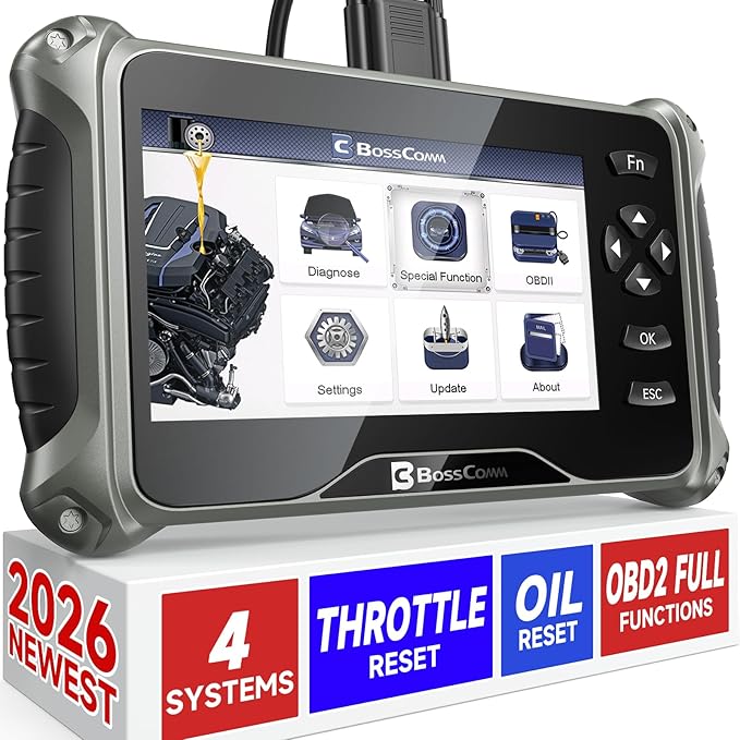 2026 BOSSCOMM IF740 OBD2 Scanner, 4 Systems ABS/SRS/Transmission/Check Engine by BCBOSSCOMM