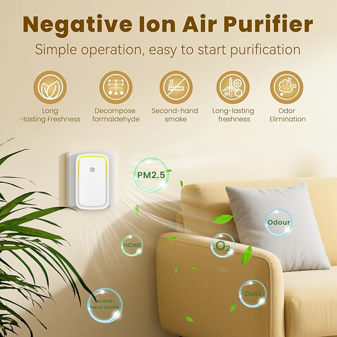 4Pack Air Ionizer for Home Negative Ion Air Purifier Plug In, Quiet Air - Image 5