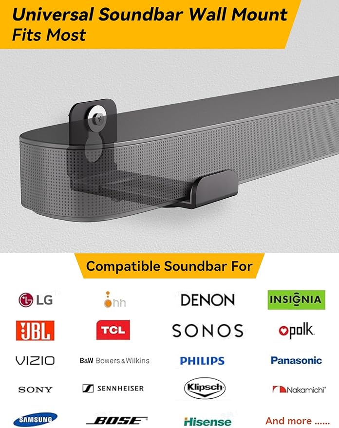 MUAKIOY Soundbar Mount, Speaker Wall Mount Brackets Under TV, Heavy Duty Sound - Image 5