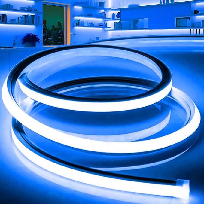VOEWT LED Strip Lights Blue, 32.8ft 110-120V Neon Rope Lights, Flexible by VOEWT