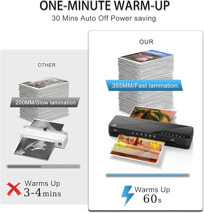 Crenova Laminator Machine 13 inch, Laminating Machine 60s Quick Warm Up Auto Off - Image 3