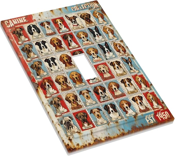 Bvtewkhz Dogs Funny Puppy Pets Vintage 1 Gang Single Toggle Decorative Outlet - Image 3