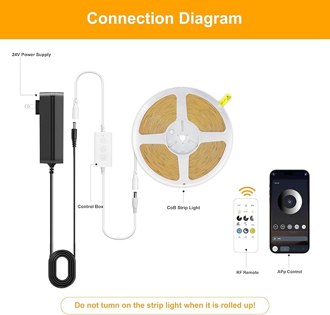 Pandery COB LED Strip Lights Natural White, 24V Dimmable led Light Strip KIT - Image 2