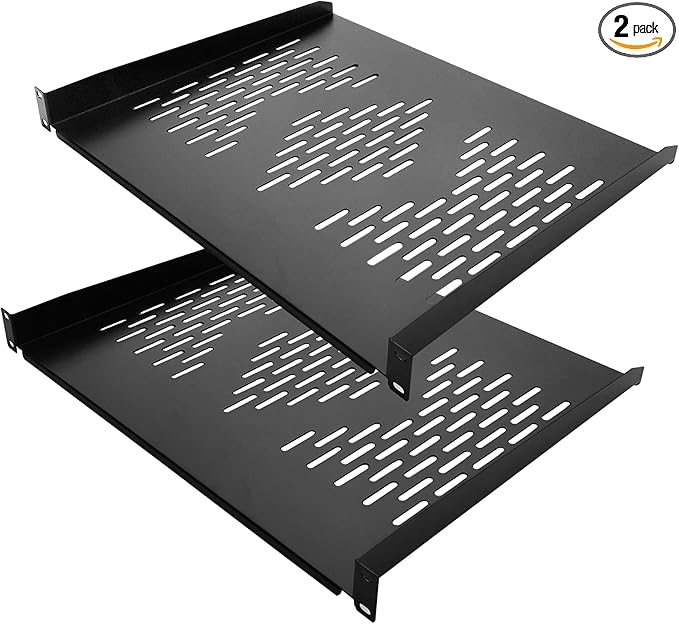 RIVECO 2 PCS 1U Server Rack Shelf 19” Rack-Mount Trays 16 Inches Vented by RIVECO