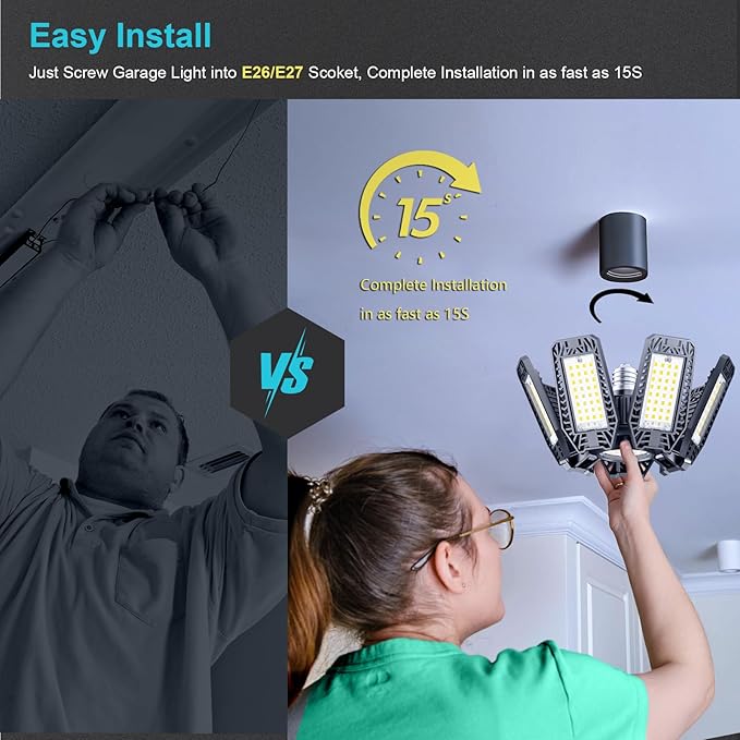 CHENGCHILIT LED Garage Light - 200W 20000LM 6500K LED Garage Ceiling Lights - Image 3