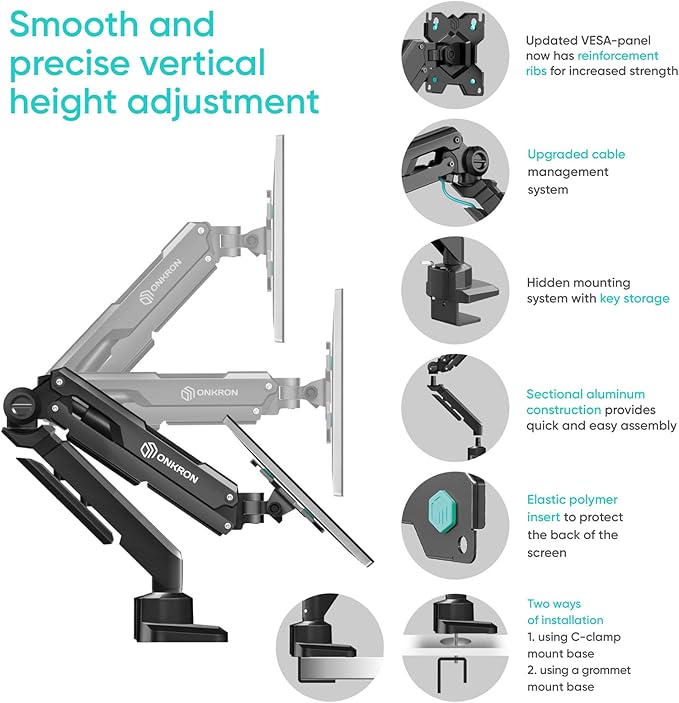 ONKRON Single Monitor Desk Mount - Image 7