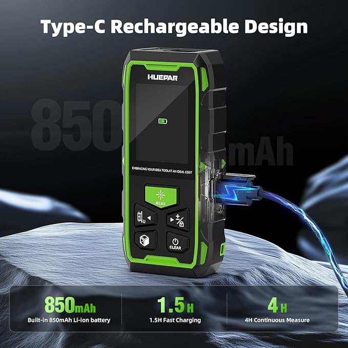 656ft/200M Dual Laser Distance Measuring Tool, Huepar Professional Rechargeable - Image 4
