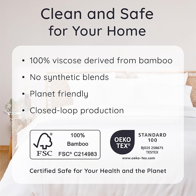 Bambaw 100% Viscose Derived from Bamboo Fitted Sheet Twin Size, 15’’ Deep - Image 6