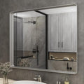 ISKM Silver Metal Framed Bathroom Mirror, 40 x 32 Inch Brushed Silver Vanity by ISKM-IStillKeepMovin