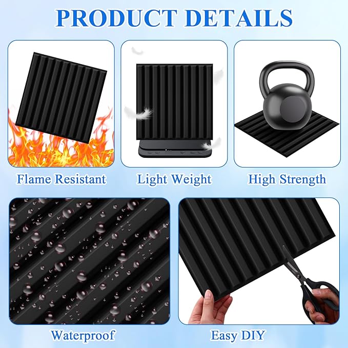 Nuanchu 90 Pcs 3D Slat Wall Panels 12 x 12 Inch PVC Fluted Textured Panel - Image 3