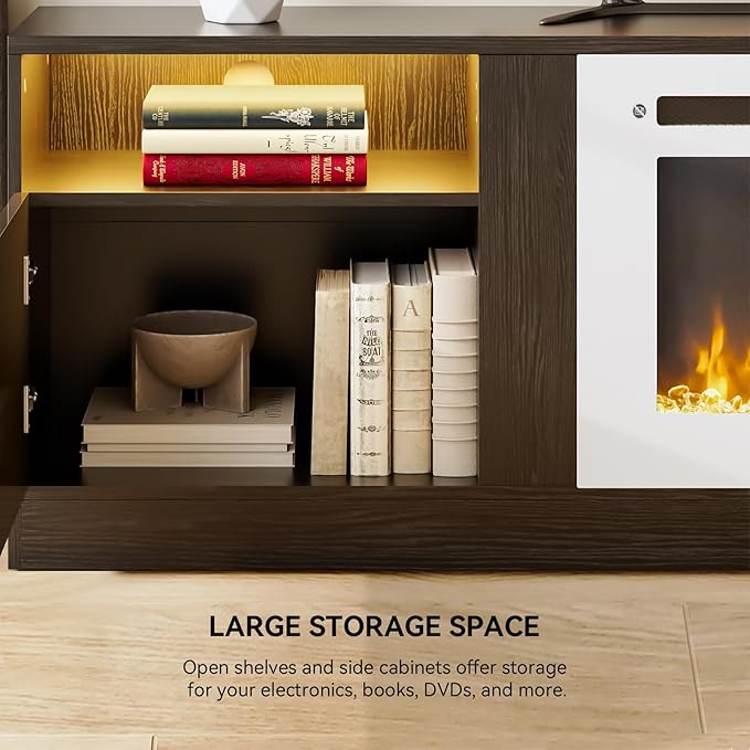 YISUFO 80” TV Stand with 36” Electric Fireplace, Large Modern Media - Image 7