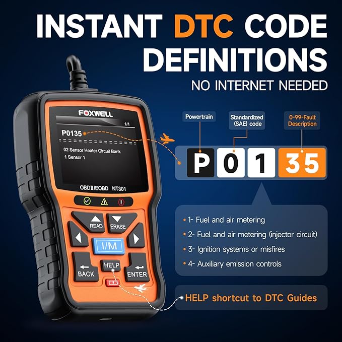 FOXWELL NT301 OBD2 Scanner Live Data Professional Mechanic OBDII Diagnostic - Image 7