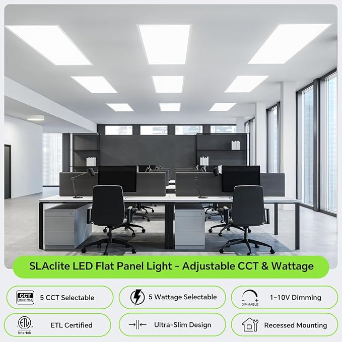 SLAclite 4 Pack 2x4 LED Flat Panel Light 50/40/35/30/25W 6500lm Adjustable - Image 3
