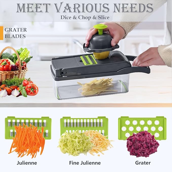 Dewpeton Pro-Series 20-in-1 Mandoline Slicer & Spiralizer, Veggie Chopper - Image 3