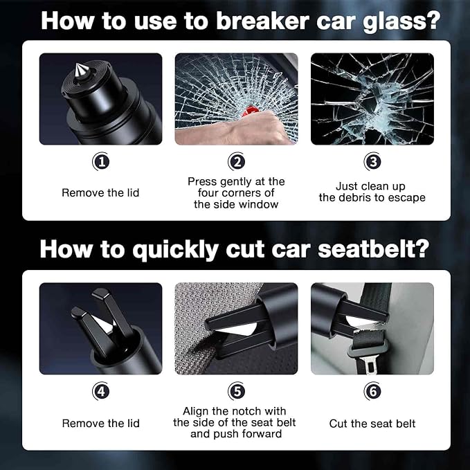 MOTORBUDDY Window Breaker Seatbelt Cutter, 2-in-1 Car Window Breaker Tool - Image 6