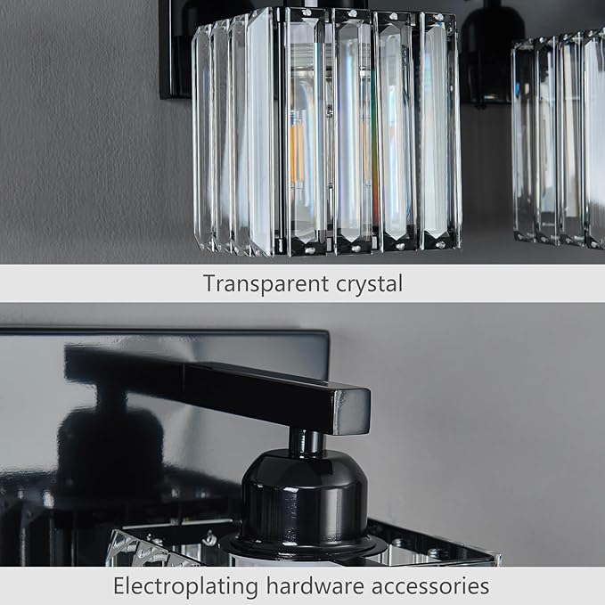 FDPBY Modern Bathroom Vanity Light 5-Lights Plating Black Crystal Bathroom Wall - Image 6