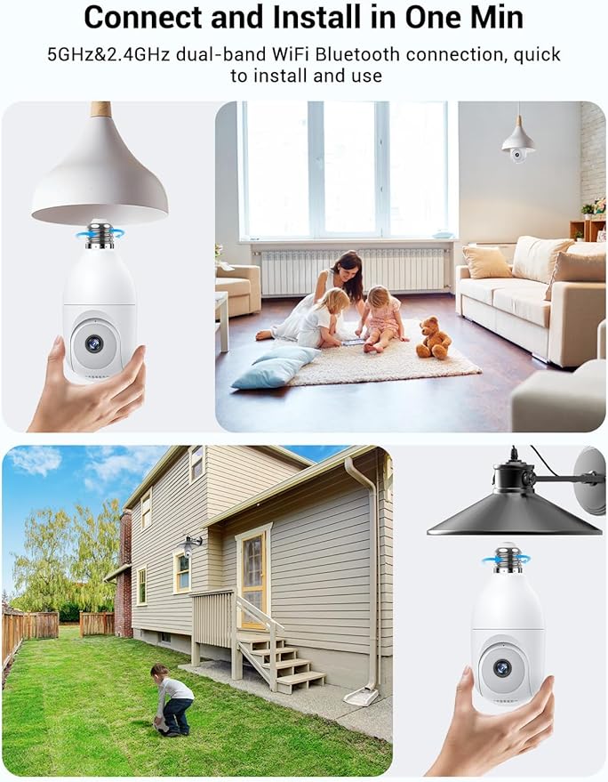 Light Bulb Security Camera Wireless Outdoor, 5G&2.4G WiFi Cameras - Image 2