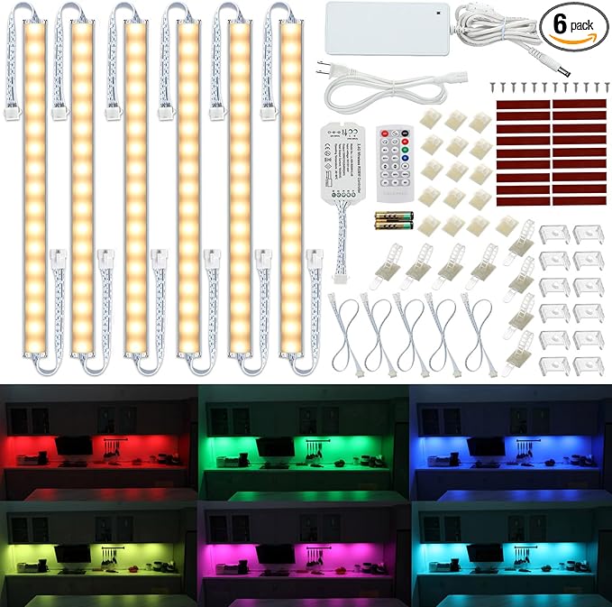Litever Under Cabinet LED Lighting Kit. RGB Color & Bright Warm White Light. by Litever