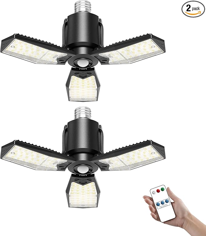 Kryoza Motion Sensor Garage Lights 8000LM, Deformable Motion Activated LED by Kryoza