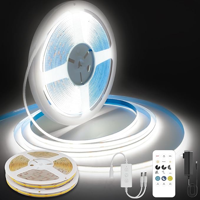 Pandery COB LED Strip Lights Cool White, 24V Dimmable led Light Strip KIT by PanderyCOBLightUPYourLife