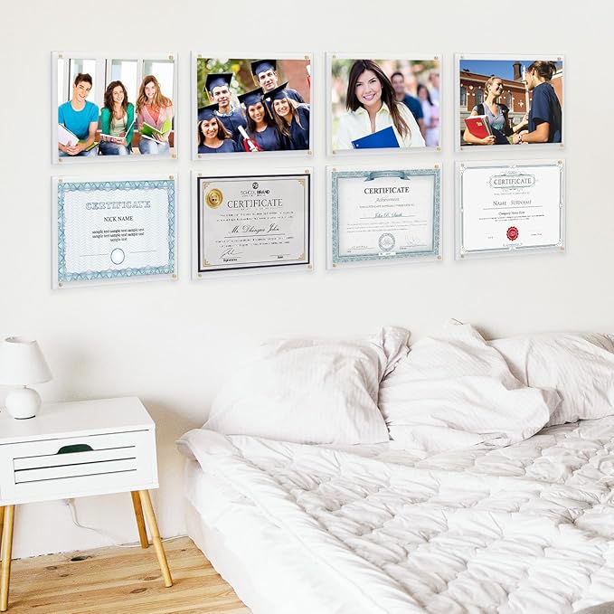 Kalami 3 Pack 8.5x11 Acrylic Wall Mount Picture Frame Self Adhesive, Floating - Image 6