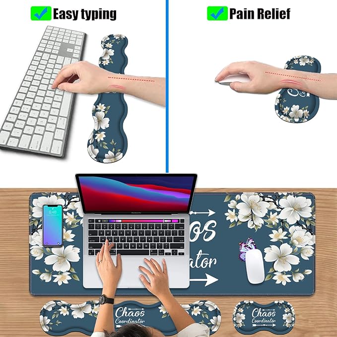 4 in 1 Ergonomic Keyboard Wrist Rest & Mouse Pad Wrist Rest Set, Large XXL - Image 6