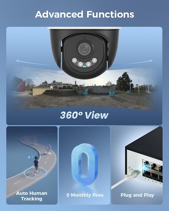 【360°View】 Hiseeu 12MP NVR 12 Pcs 5MP PoE PTZ Cameras, 350°Pan 90° Tilt，Auto - Image 3