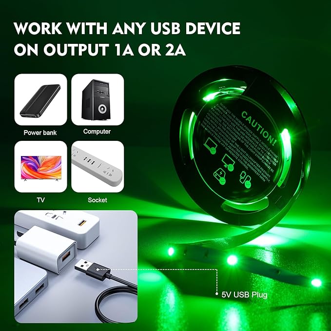 Timelux TV LED Backlights, 10ft LED Strip Lights Behind TV USB Operated Color - Image 3
