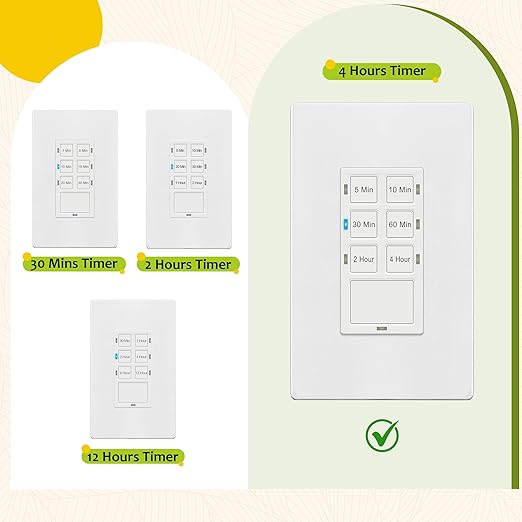 TG 4 Hour Countdown Timer Switch, Light Switch Timer - Image 6