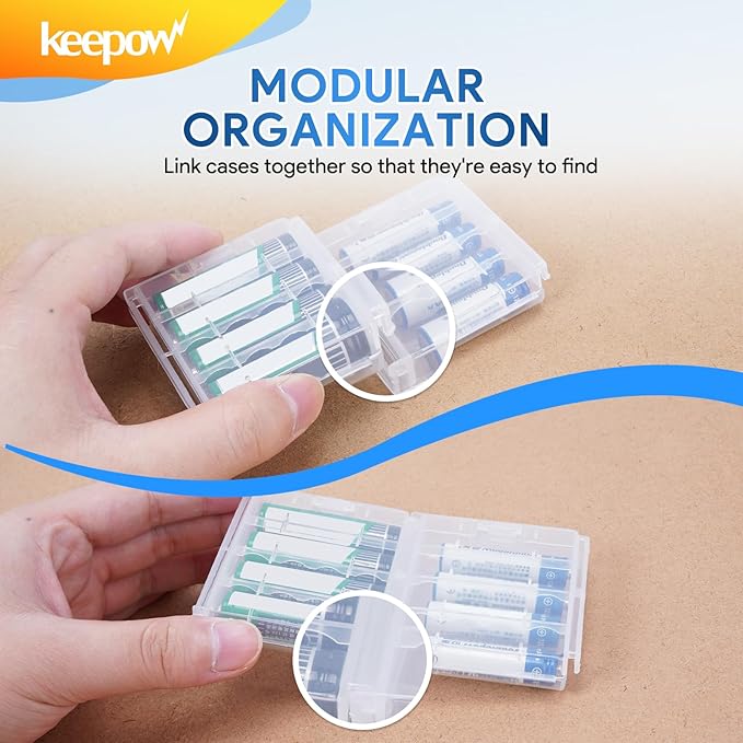 KEEPOW 20 Pcs AA/AAA Battery Storage Case Holder Box - Image 5