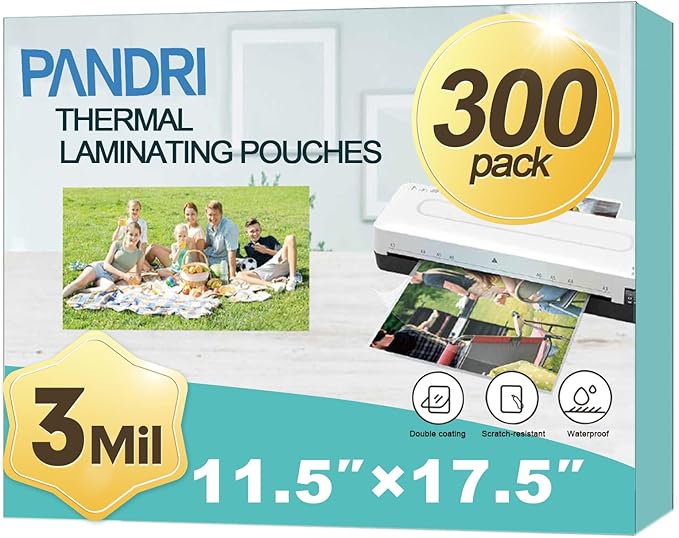 Laminating Sheets, PANDRI 300 Pack Thermal Laminating Pouches Holds 11 x 17 Inch by PANDRI