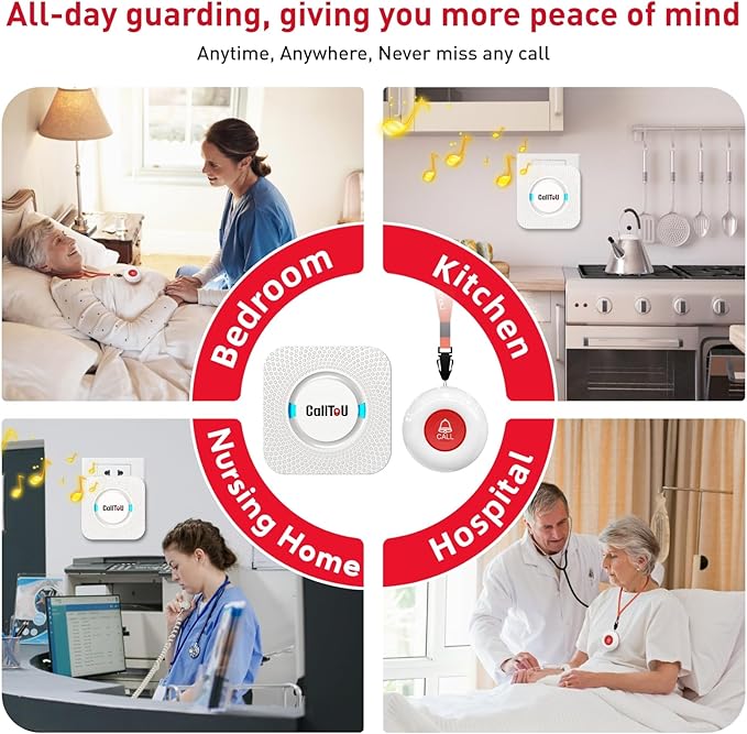 CallToU Wireless Caregiver Pager Smart Monitoring System Alert Buttons Hand - Image 3