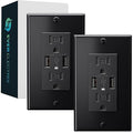 EverElectrix 2-Pack 4.8A Black Wall Outlet - 15Amp Duplex Tamper Resistant by EverElectrix