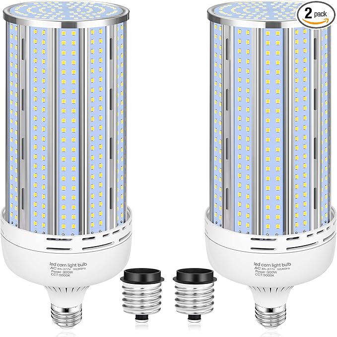 XYCN 2 Pack 300W Corn LED Light Bulb Fanless, 5000K Daylight E26/E39 Large by XYCN