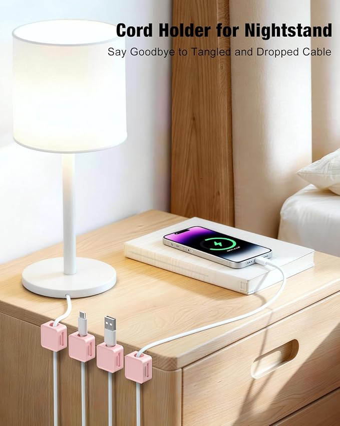 6 Pack Cord Holder, Strong Adhesive Desk Cord Organizer Magnetic Easy Open - Image 4