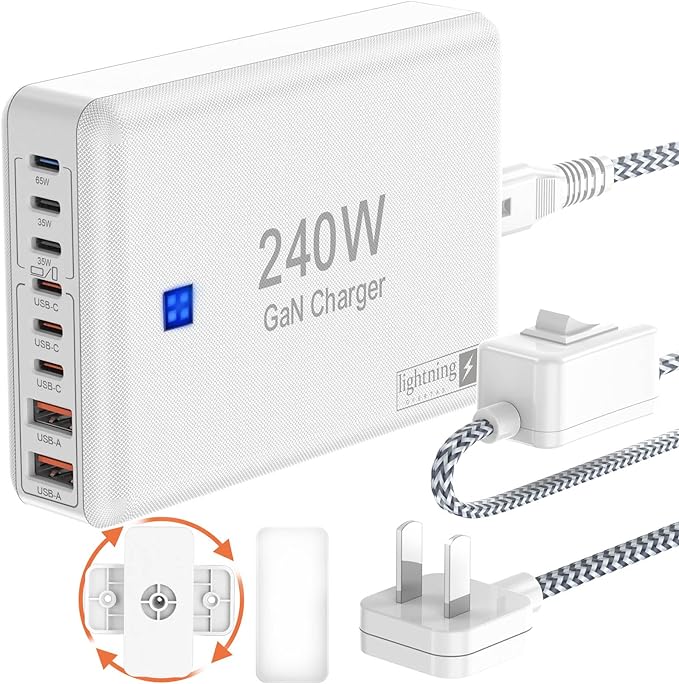 240W Fast Charging Blocks, 8-Port Charging Station by lightningofertas