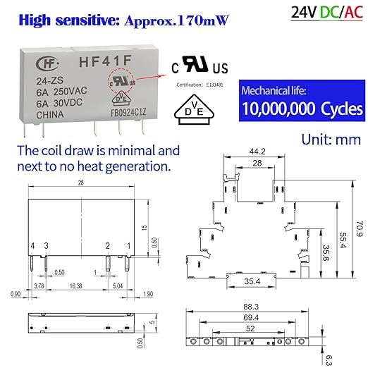 ZJWZJH 10Pcs Miniature Electromagnetic Relay 24V Coil DC/AC; Signal - Image 5