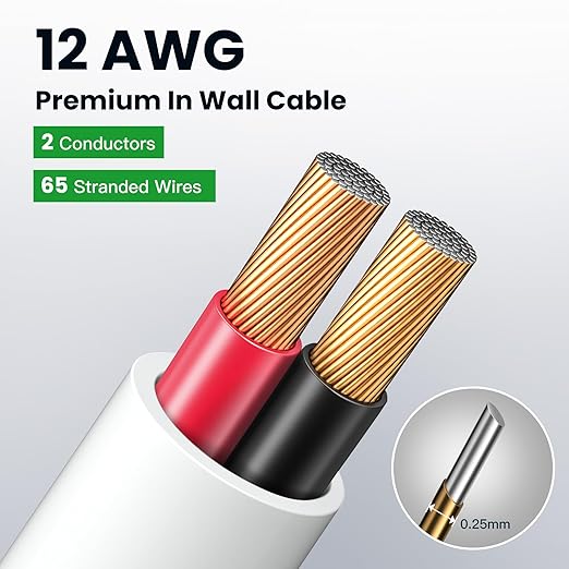 BAHIWOM Fire Safety CL2 Speaker Wire in-Wall & in-Ceiling 12 Gauge Wire 200 FT - Image 4